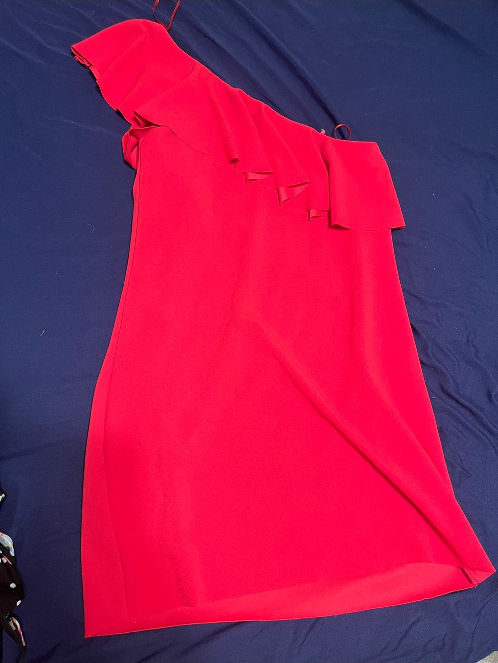 Women’s One-Shoulder Ruffle HotPink Dress